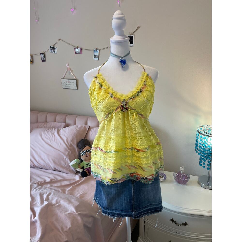 (Sold)yellow cynthia steffe vintage halter top